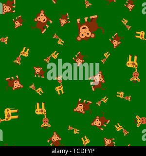 Monkey seamless pattern. illustration in cartoon style Stock Photo - Alamy