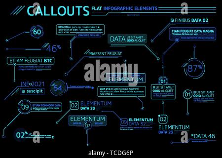 Callouts Flat Infographic Elements Collection Stock Vector