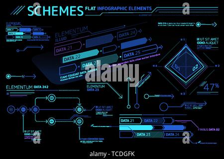 Schemes Flat Infographic Elements Collection Stock Vector