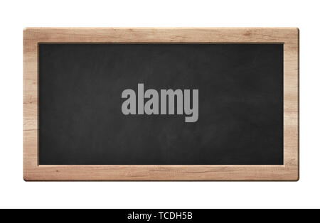 Empty old blackboard with bright wooden frame. Isolated on white background Stock Photo
