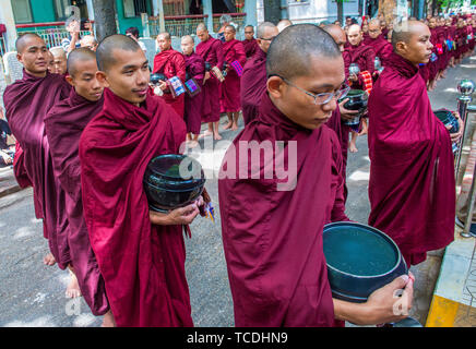 Monks at the Mahagandayon Monastery in Amarapura Myanmar Stock Photo