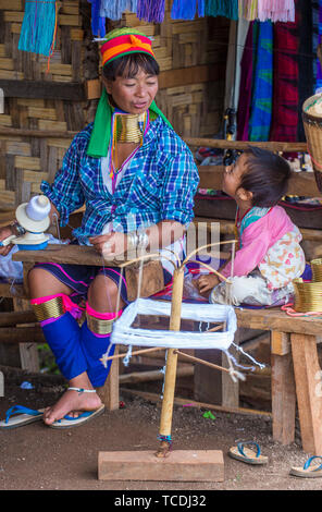 Portrait of Kayan tribe woman in Kayan state Myanmar Stock Photo