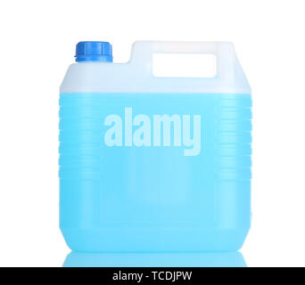 blue liquid in the canister isolated on white Stock Photo