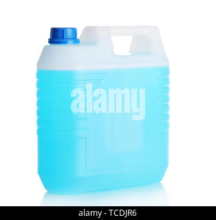 blue liquid in the canister isolated on white Stock Photo