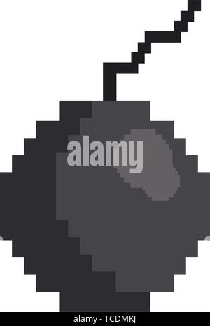 Retro videogame bomb pixelated cartoon isolated Stock Vector