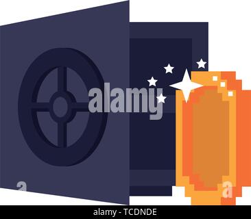 Retro videogame pixelated cartoons isolated Stock Vector