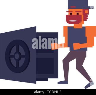 Retro videogame pixelated cartoons isolated Stock Vector
