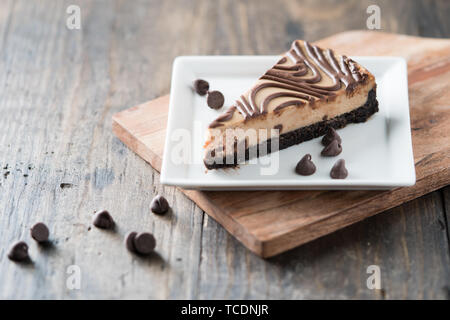 Chocolate peanut butter swirl cheesecake dessert Stock Photo