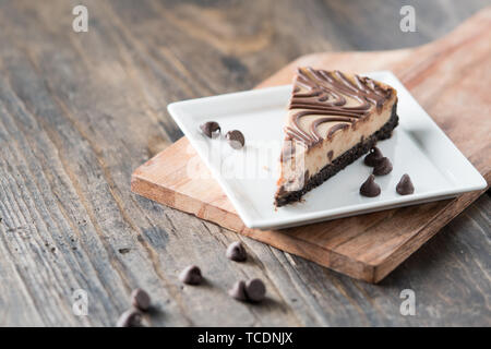 Chocolate peanut butter swirl cheesecake dessert Stock Photo