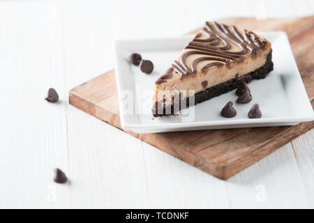 Chocolate peanut butter swirl cheesecake dessert Stock Photo