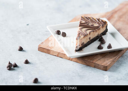 Chocolate peanut butter swirl cheesecake dessert Stock Photo