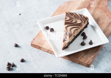 Chocolate peanut butter swirl cheesecake dessert Stock Photo