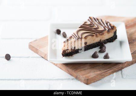 Chocolate peanut butter swirl cheesecake dessert Stock Photo