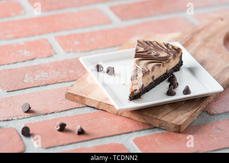 Chocolate peanut butter swirl cheesecake dessert Stock Photo