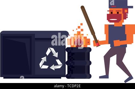 Retro videogame pixelated cartoons isolated Stock Vector