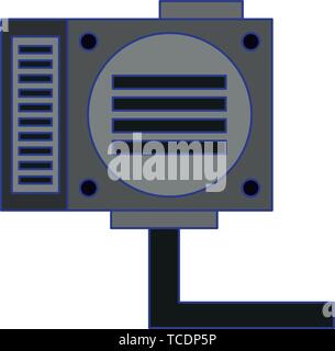Retro videogame surveillance camera pixelated cartoon blue lines Stock Vector