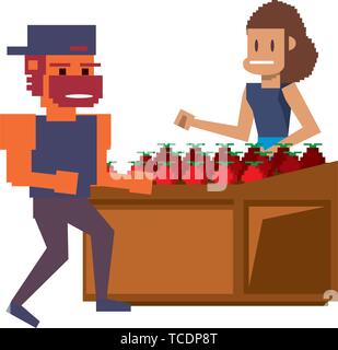 Retro videogame pixelated cartoons isolated Stock Vector