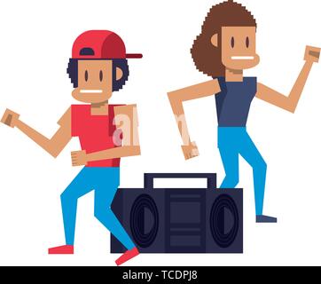 Retro videogame pixelated cartoons isolated Stock Vector