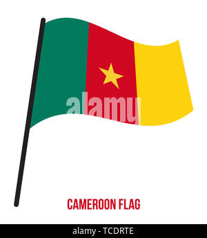 Cameroon Flag Waving Vector Illustration on White Background. Cameroon National Flag. Stock Photo