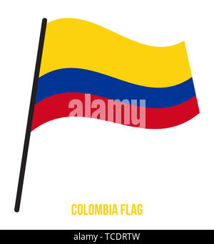 Colombia Flag Waving Vector Illustration on White Background. Colombia National Flag. Stock Photo