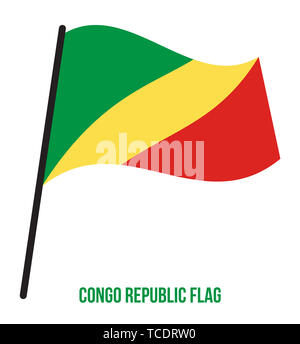 Congo Republic Flag Waving Vector Illustration on White Background ...