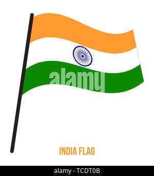 India Flag Waving Vector Illustration on White Background. India ...
