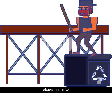 Retro videogame pixelated cartoons isolated blue lines Stock Vector