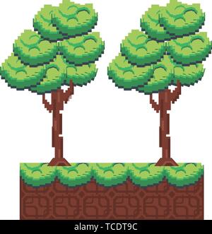 Retro videogame pixelated cartoons isolated Stock Vector