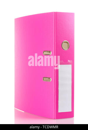 Office pink folder isolated on white Stock Photo