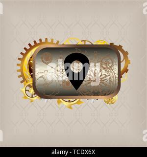 Menu icons steampunk buttons set vec tor Stock Vector
