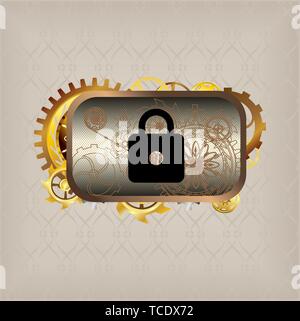 Menu icons steampunk buttons set vec tor Stock Vector