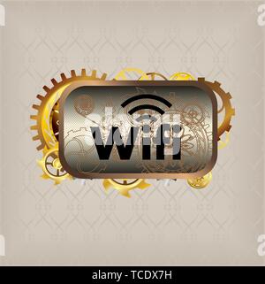 Menu icons steampunk buttons set vec tor Stock Vector