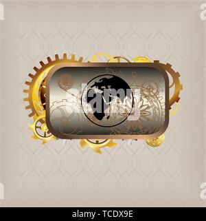 Menu icons steampunk buttons set vec tor Stock Vector