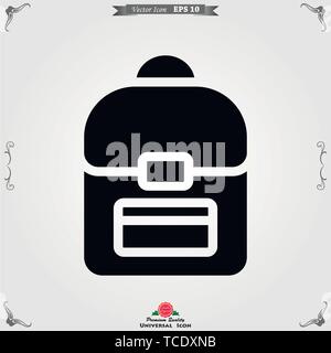 Backpack solid icon on background. Luggage glyph style design, designed for web and app. Stock Vector