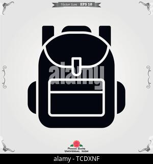 Backpack solid icon on background. Luggage glyph style design, designed for web and app. Stock Vector