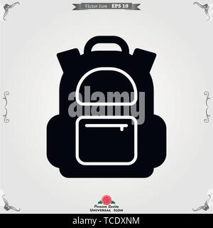 Backpack solid icon on background. Luggage glyph style design, designed for web and app. Stock Vector