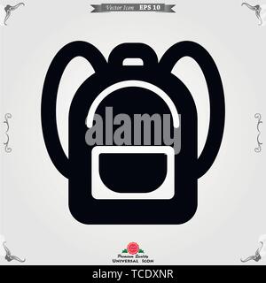 Backpack solid icon on background. Luggage glyph style design, designed for web and app. Stock Vector