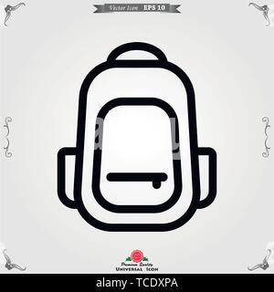 Backpack solid icon on background. Luggage glyph style design, designed for web and app. Stock Vector