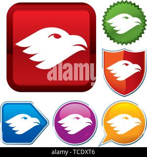 Vector illustration. Set shiny icon series on buttons. Eagle. Stock Vector