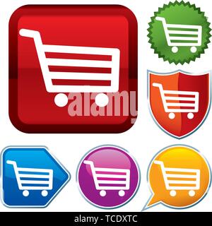 Vector illustration. Set shiny icon series on buttons. E-commerce. Stock Vector