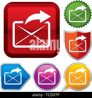 Vector illustration. Set shiny icon series on buttons. E-mail. Stock Vector