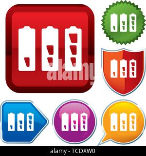 Vector illustration. Set shiny icon series on buttons. Energy. Stock Vector