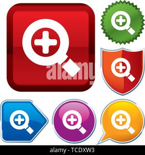Vector illustration. Set shiny icon series on buttons. Enlarge. Stock Vector