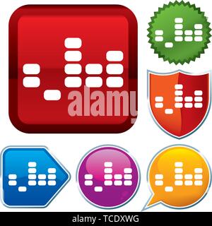 Vector illustration. Set shiny icon series on buttons. Equalizer. Stock Vector
