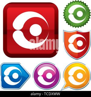 Vector illustration. Set shiny icon series on buttons. Eye. Stock Vector