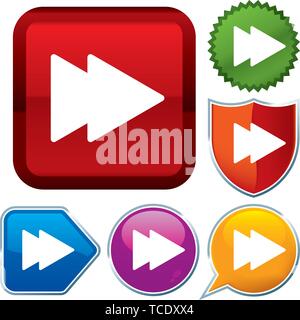 Vector illustration. Set shiny icon series on buttons. Fast. Stock Vector