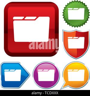Vector illustration. Set shiny icon series on buttons. Folder. Stock Vector