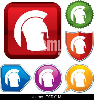 Vector illustration. Set shiny icon series on buttons. Helmet. Stock Vector
