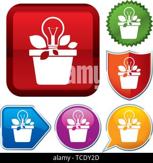 Vector illustration. Set shiny icon series on buttons. Idea. Stock Vector