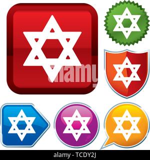 Vector illustration. Set shiny icon series on buttons. Jewish. Stock Vector